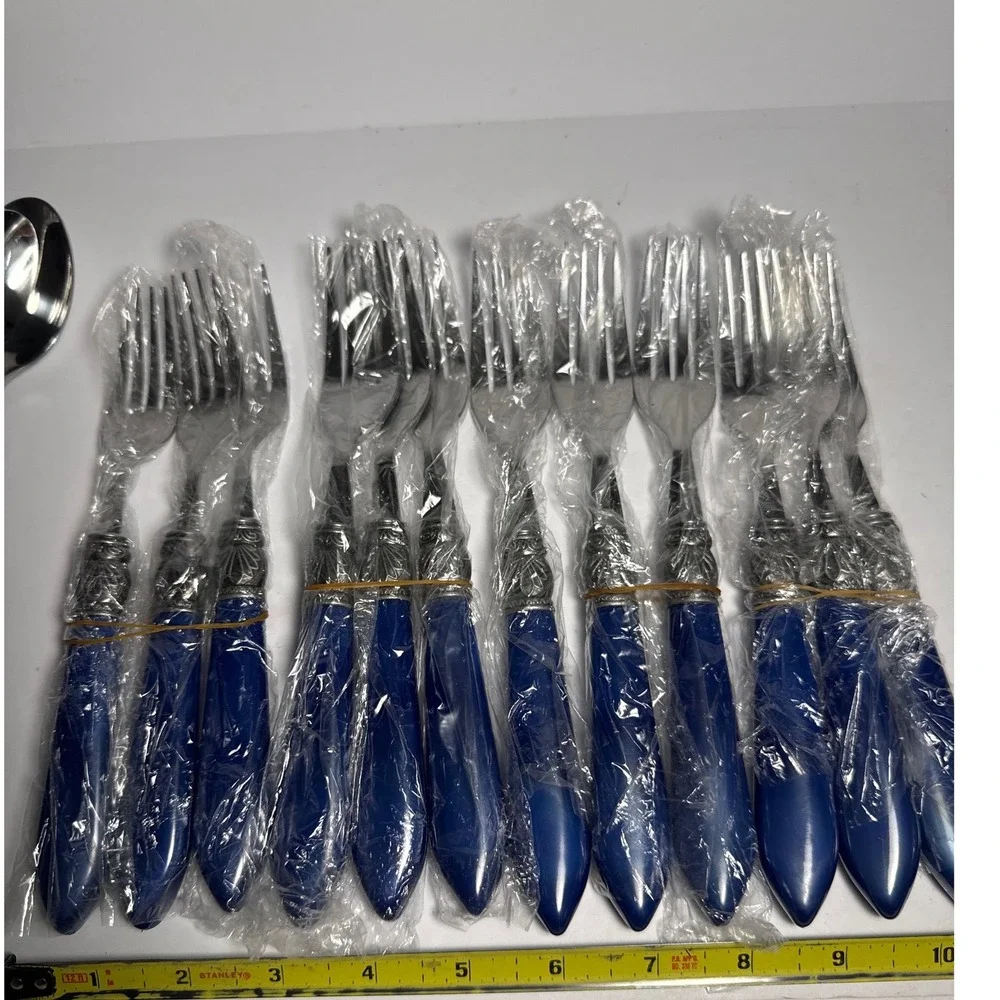Argent Orfèvres Flatware Set 20pc Blue Silver New 18/8 Stainless Steel Service 4